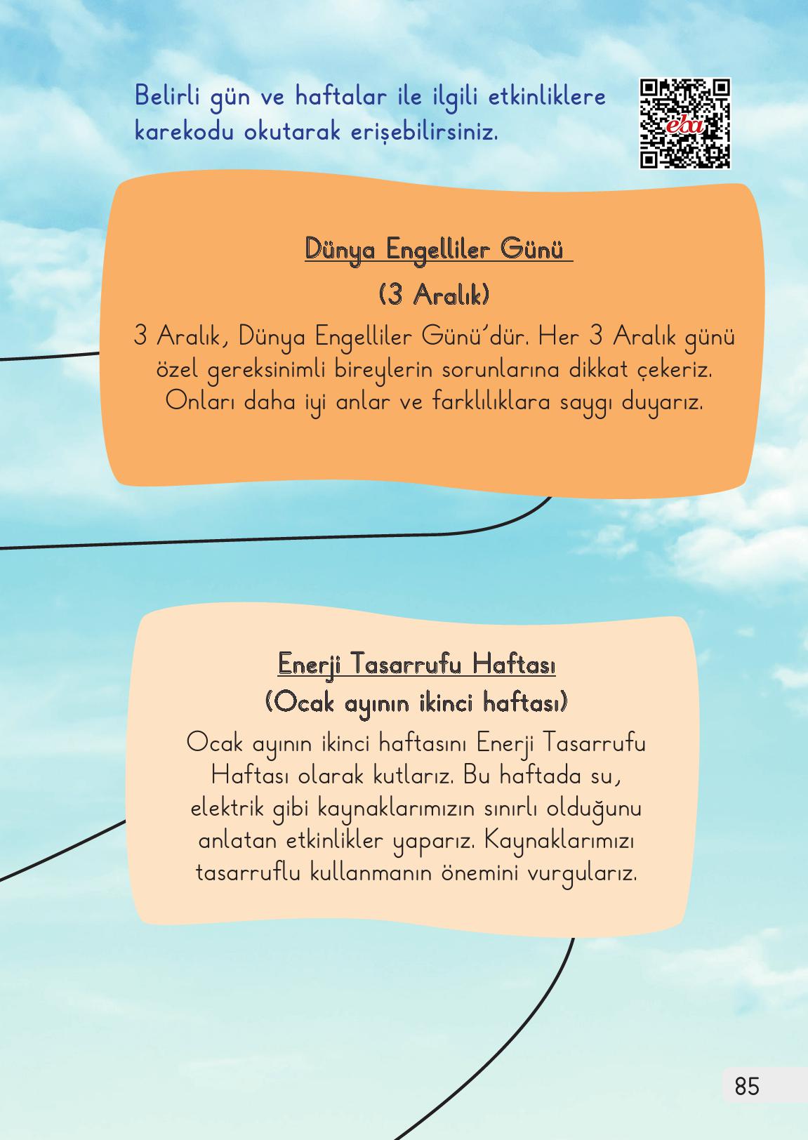 1. Sınıf Meb Yayınları Hayat Bilgisi 1. Kitap Ders Kitabı Sayfa 85 Cevapları