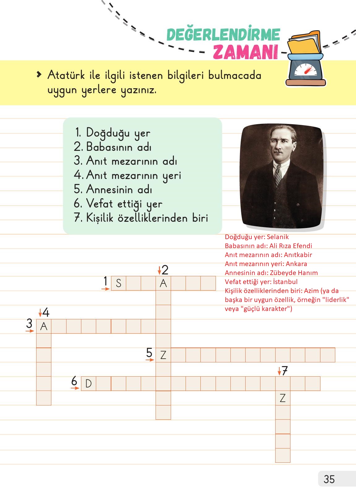 1. Sınıf Meb Yayınları Hayat Bilgisi 2. Kitap Ders Kitabı Sayfa 35 Cevapları