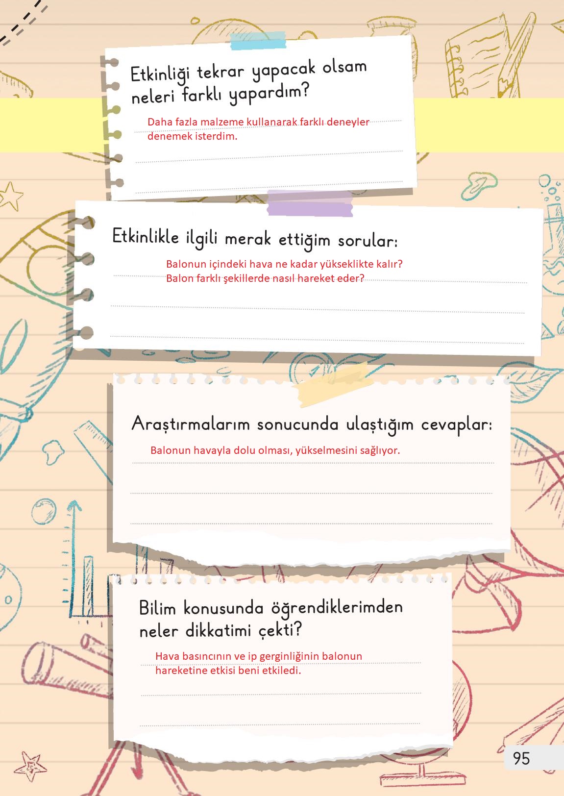 1. Sınıf Meb Yayınları Hayat Bilgisi 2. Kitap Ders Kitabı Sayfa 95 Cevapları