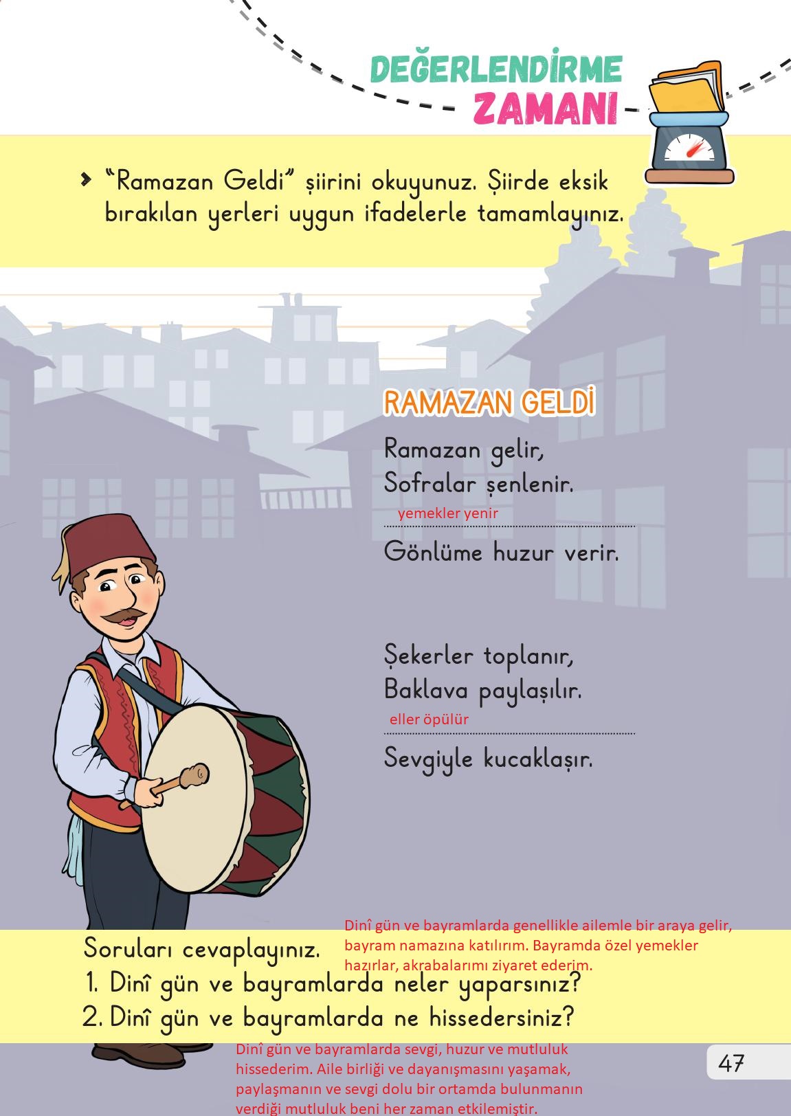 1. Sınıf Meb Yayınları Hayat Bilgisi Ders Kitabı Sayfa 47 Cevapları