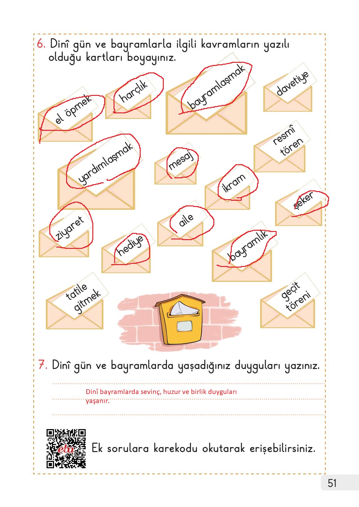 1. Sınıf Meb Yayınları Hayat Bilgisi Ders Kitabı Sayfa 51 Cevapları