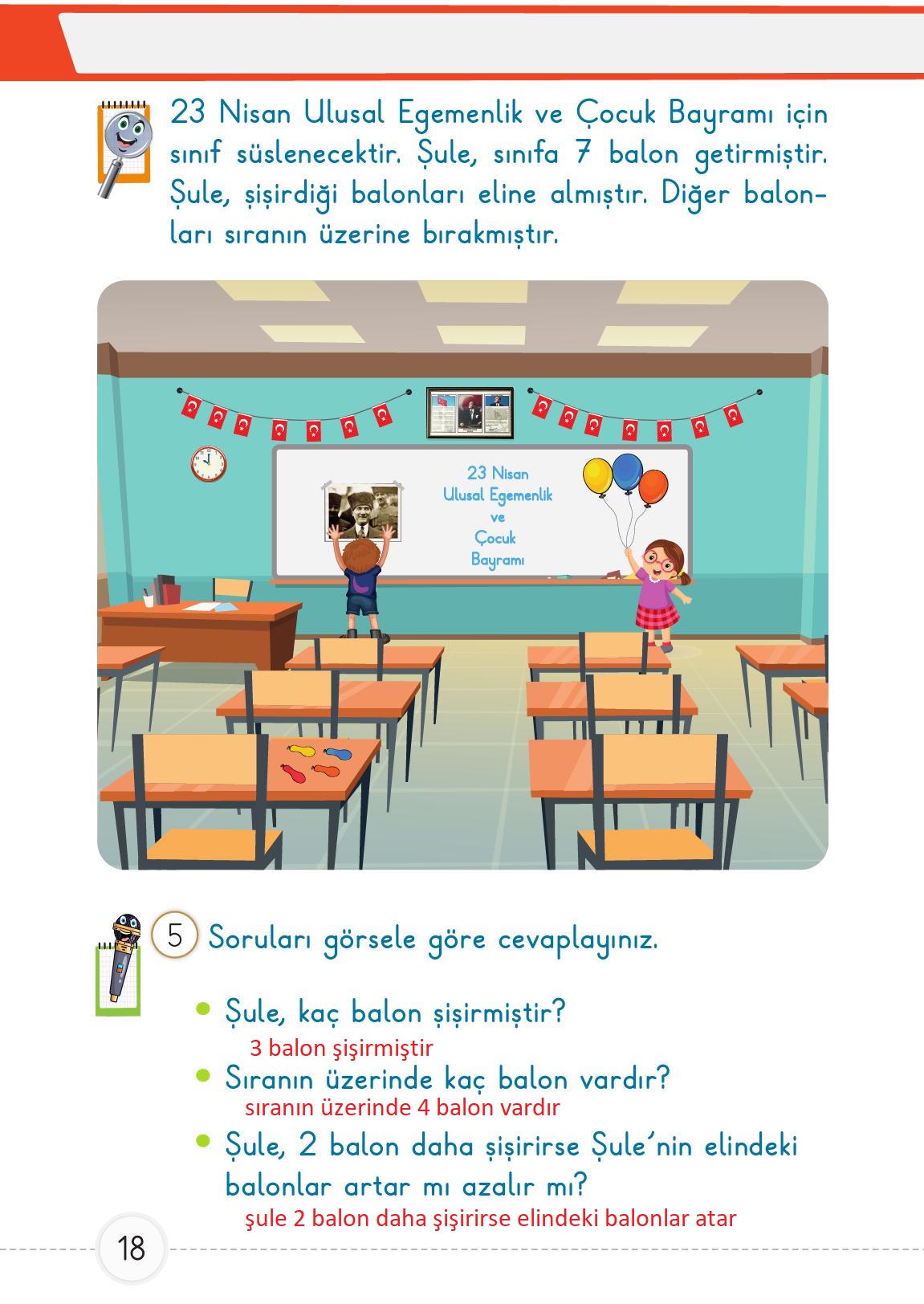 1. Sınıf Meb Yayınları Matematik 2. Kitap Ders Kitabı Sayfa 18 Cevapları