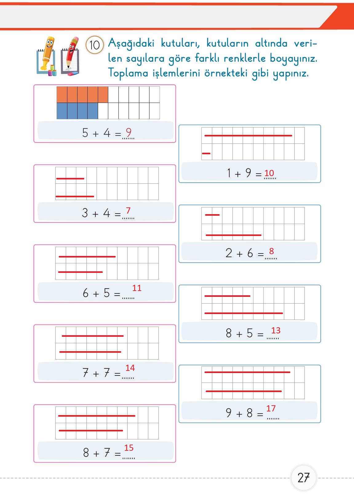 1. Sınıf Meb Yayınları Matematik 2. Kitap Ders Kitabı Sayfa 27 Cevapları