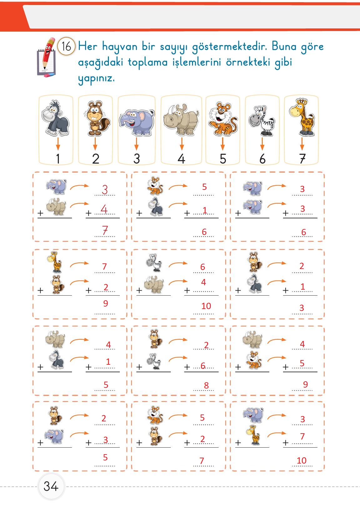 1. Sınıf Meb Yayınları Matematik 2. Kitap Ders Kitabı Sayfa 34 Cevapları