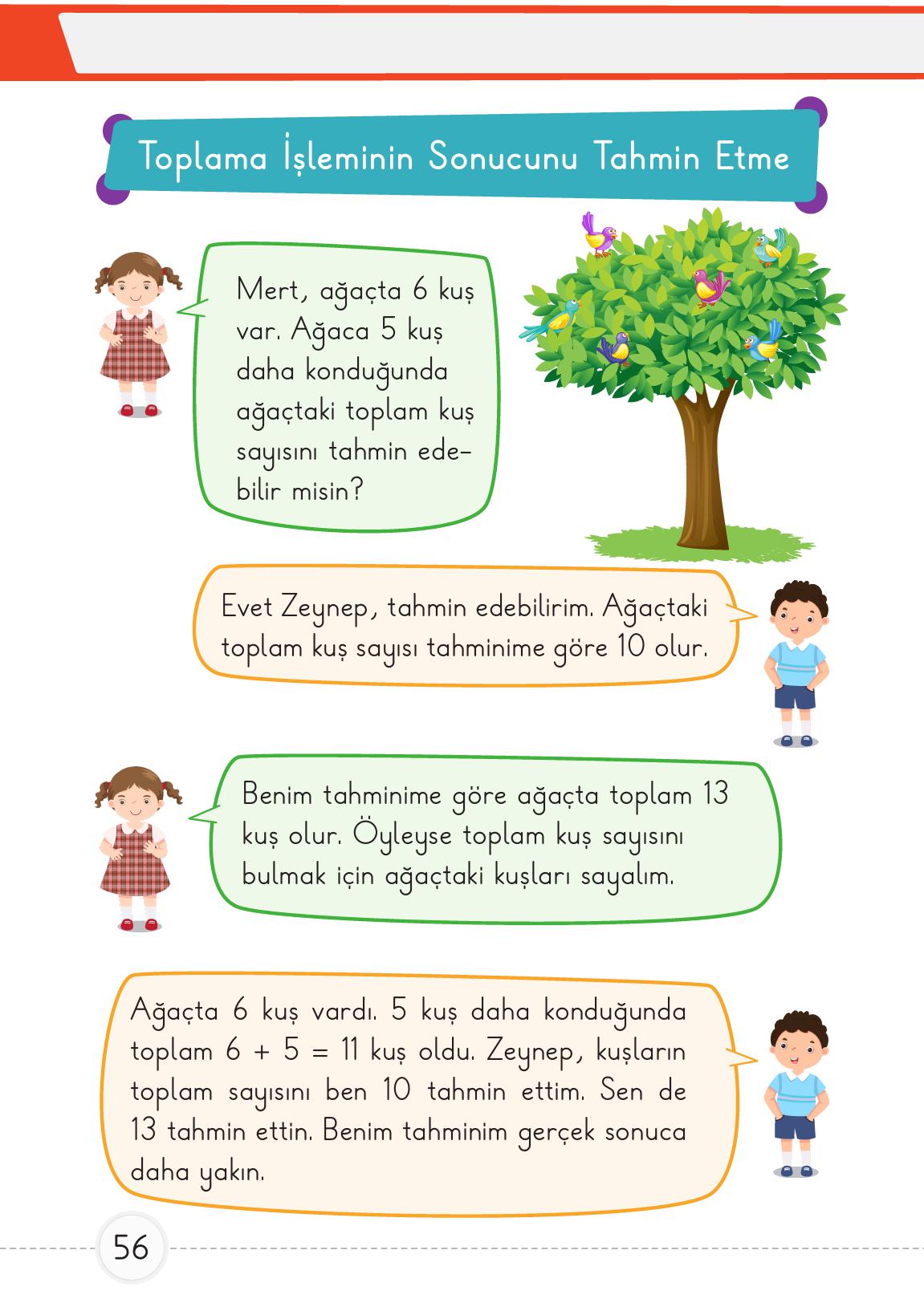 1. Sınıf Meb Yayınları Matematik 2. Kitap Ders Kitabı Sayfa 56 Cevapları
