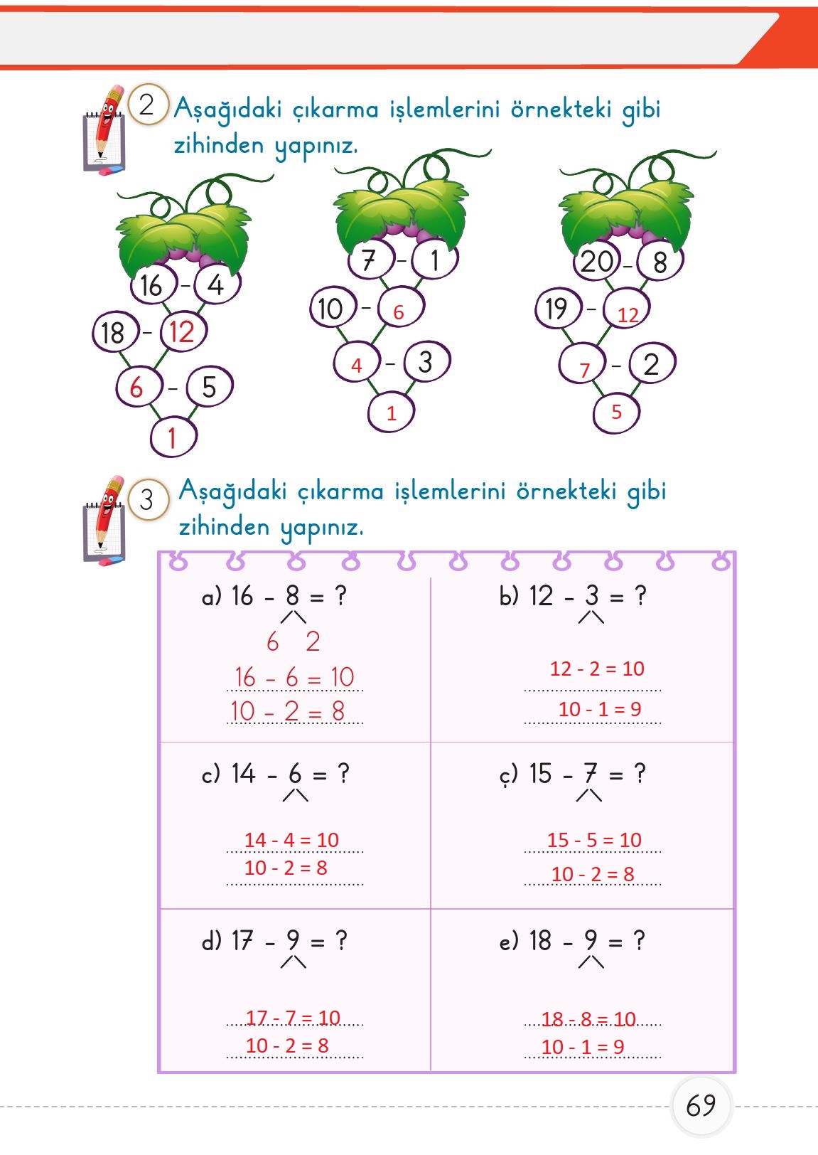 1. Sınıf Meb Yayınları Matematik 2. Kitap Ders Kitabı Sayfa 69 Cevapları
