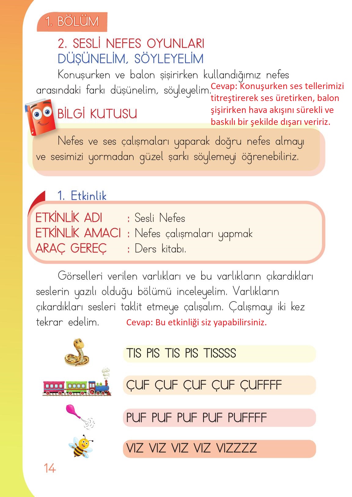 1. Sınıf Meb Yayınları Müzik Ders Kitabı Sayfa 14 Cevapları