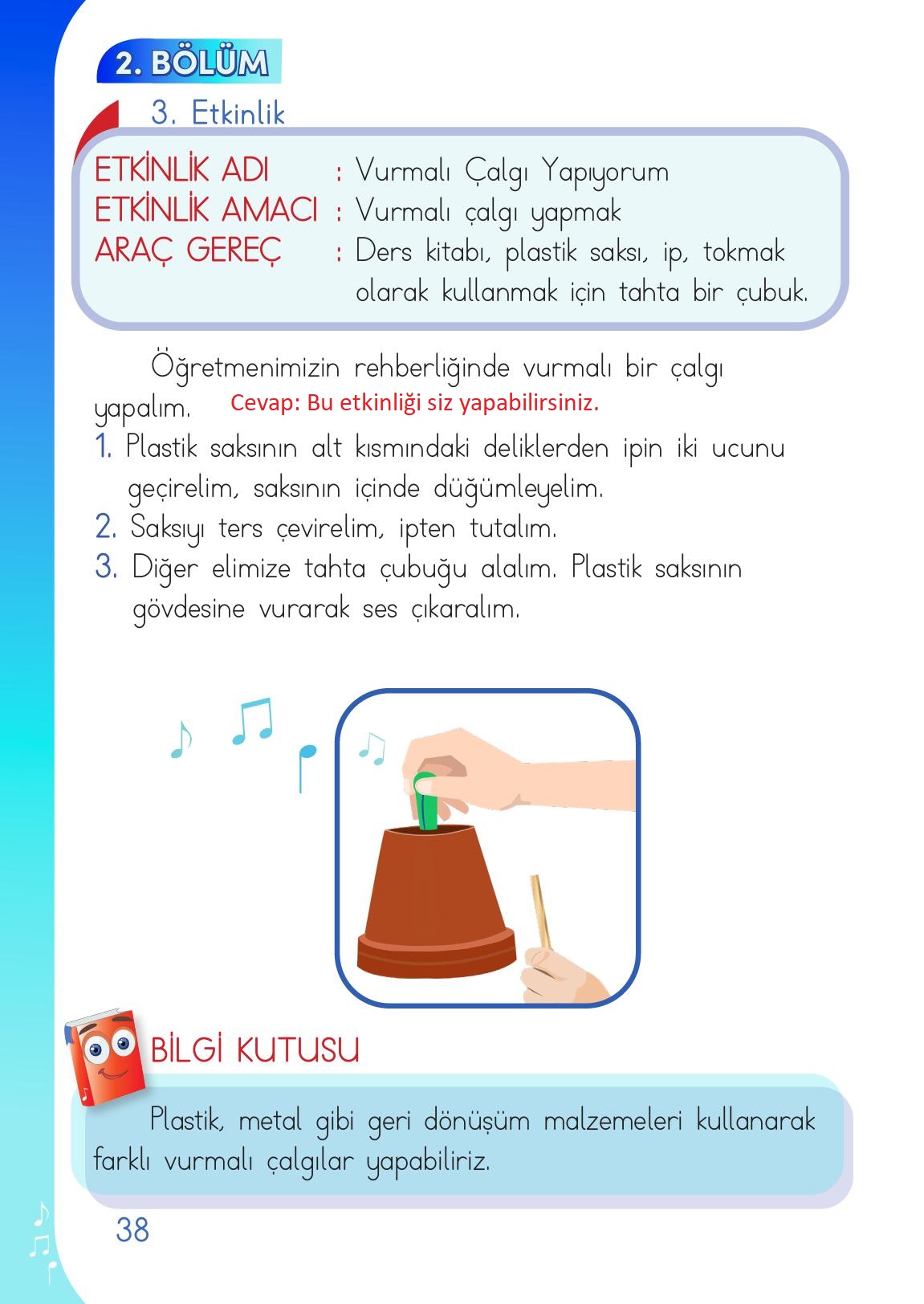 1. Sınıf Meb Yayınları Müzik Ders Kitabı Sayfa 38 Cevapları