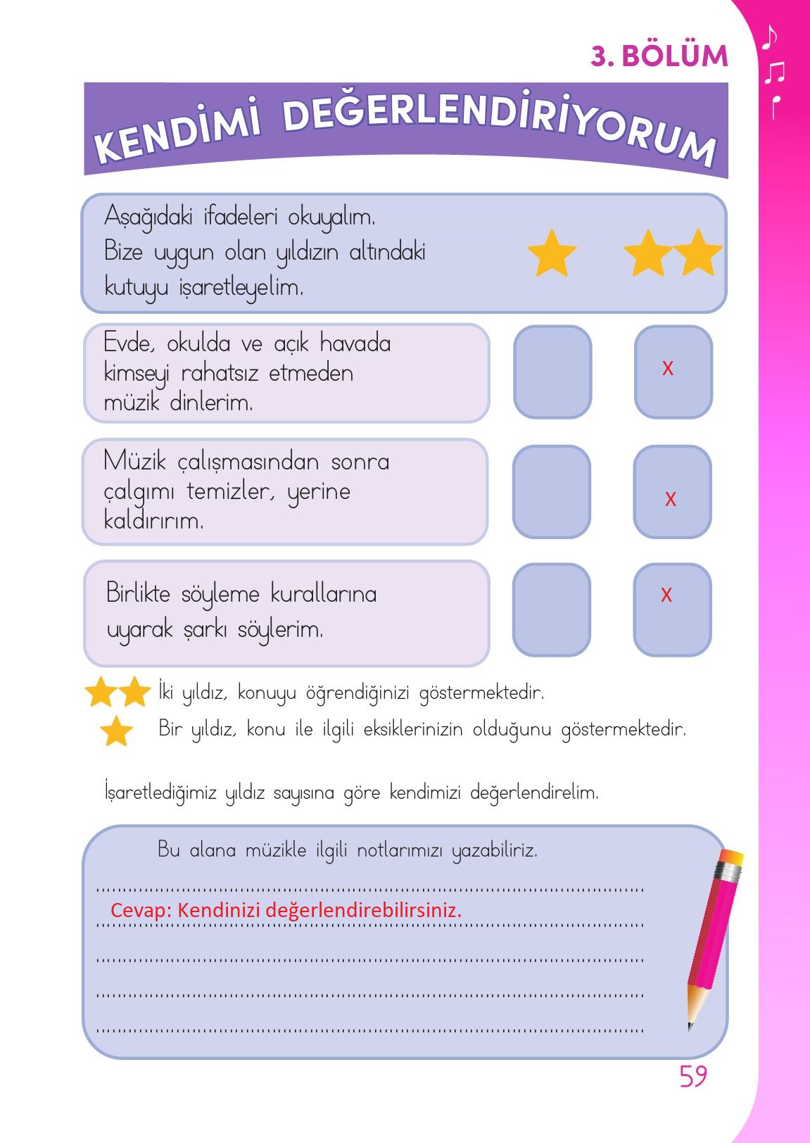 1. Sınıf Meb Yayınları Müzik Ders Kitabı Sayfa 59 Cevapları