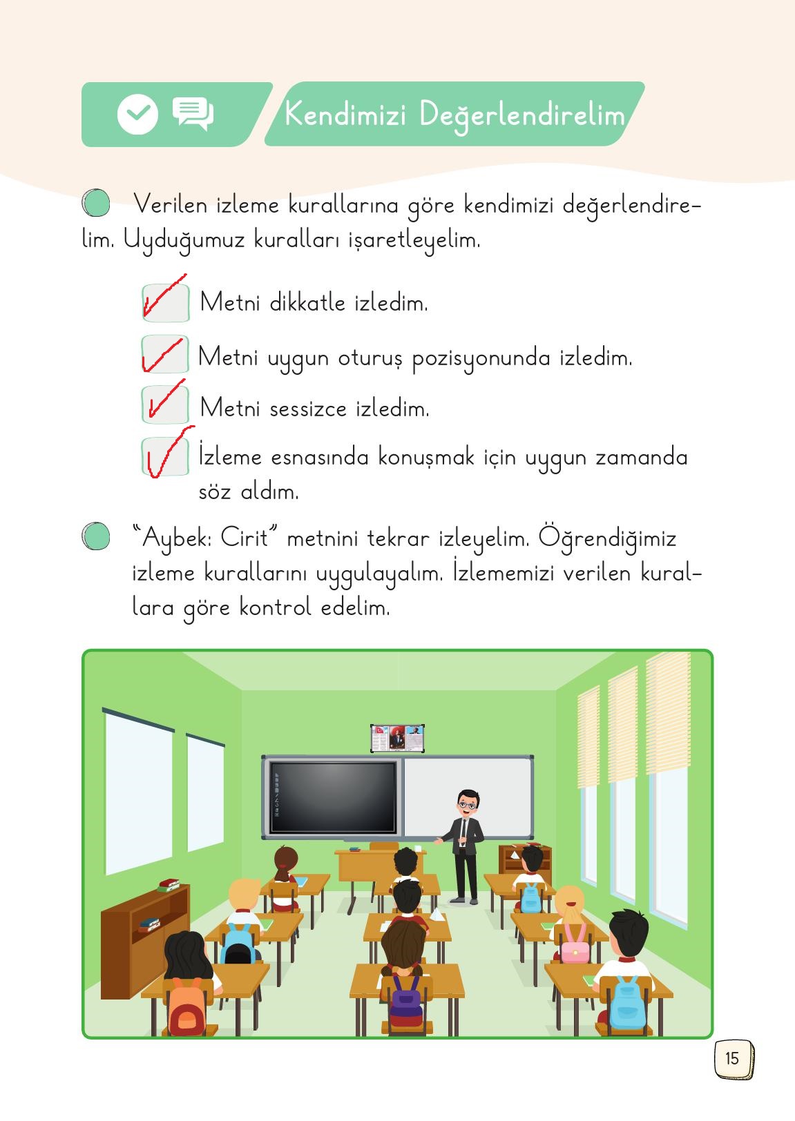 1. Sınıf Meb Yayınları Türkçe 2. Kitap Ders Kitabı Sayfa 15 Cevapları