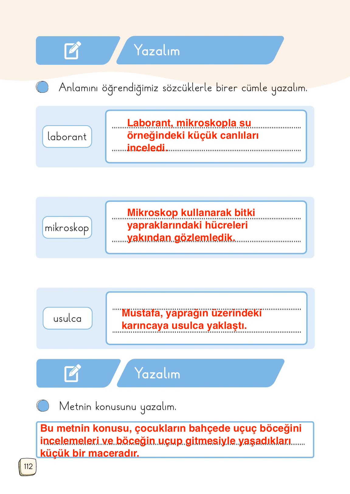 1. Sınıf Meb Yayınları Türkçe Ders Kitabı Sayfa 112 Cevapları