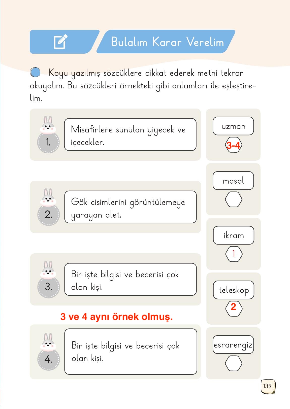 1. Sınıf Meb Yayınları Türkçe Ders Kitabı Sayfa 139 Cevapları