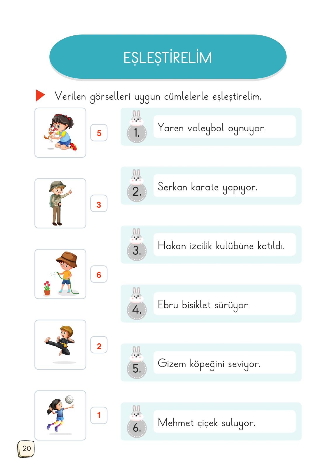 1. Sınıf Meb Yayınları Türkçe Ders Kitabı Sayfa 20 Cevapları