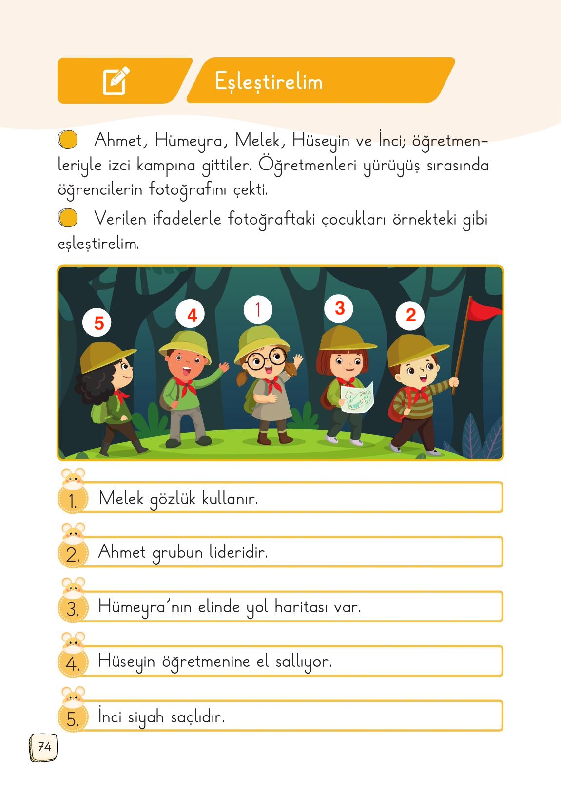 1. Sınıf Meb Yayınları Türkçe Ders Kitabı Sayfa 74 Cevapları