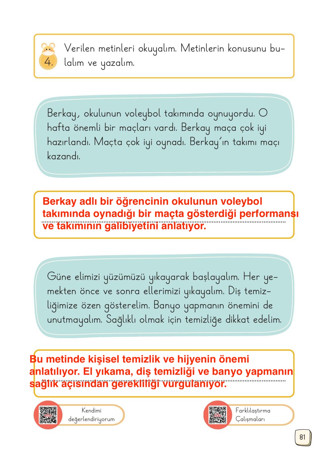 1. Sınıf Meb Yayınları Türkçe Ders Kitabı Sayfa 81 Cevapları