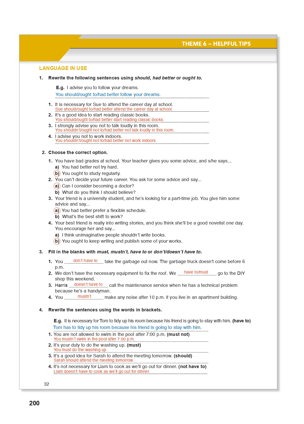 10. Sınıf Meb Yayınları (Spice Up Kitabı) İngilizce Çalışma Kitabı Sayfa 32 Cevapları