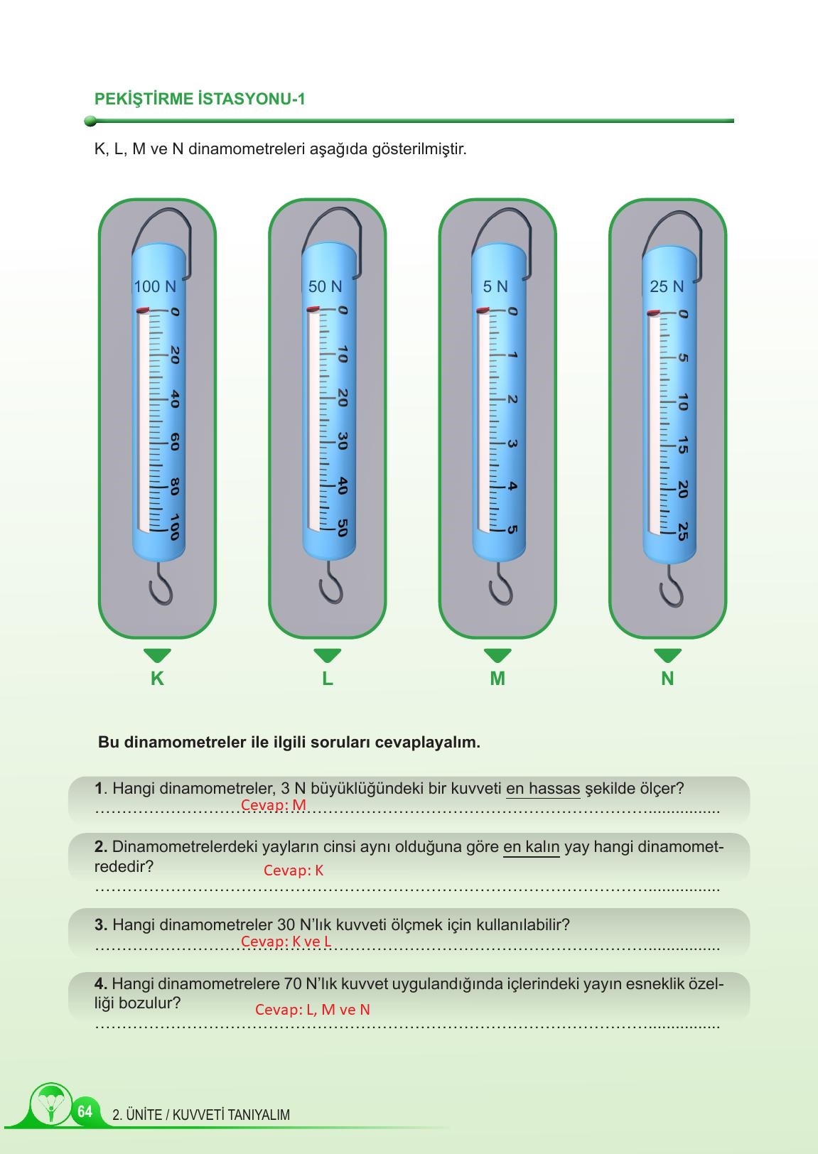 5. Sınıf Meb Yayınları Fen Bilimleri Ders Kitabı Sayfa 64 Cevapları