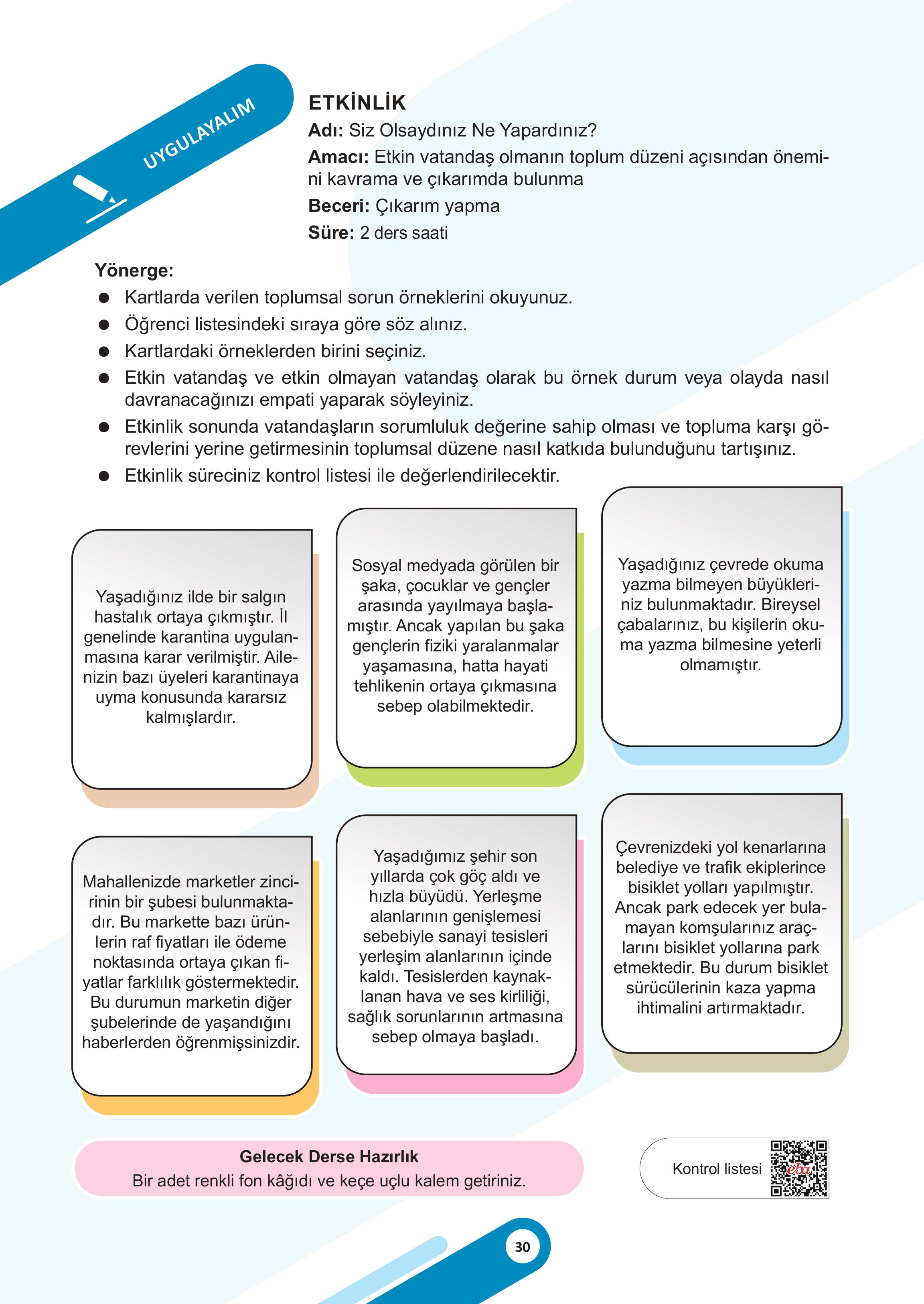 5. Sınıf Meb Yayınları Sosyal Bilgiler 2. Kitap Ders Kitabı Sayfa 30 Cevapları