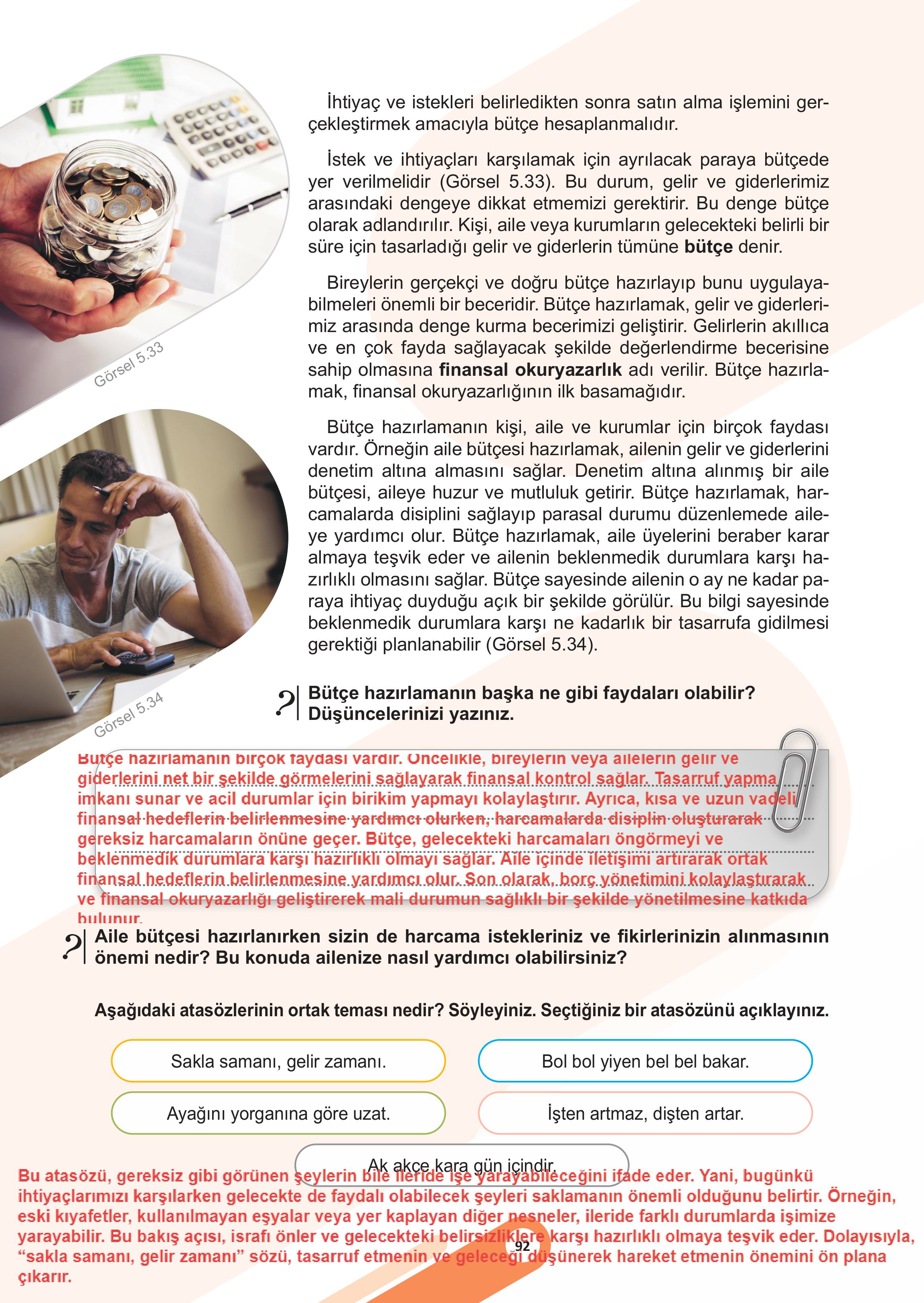 5. Sınıf Meb Yayınları Sosyal Bilgiler 2. Kitap Ders Kitabı Sayfa 92 Cevapları