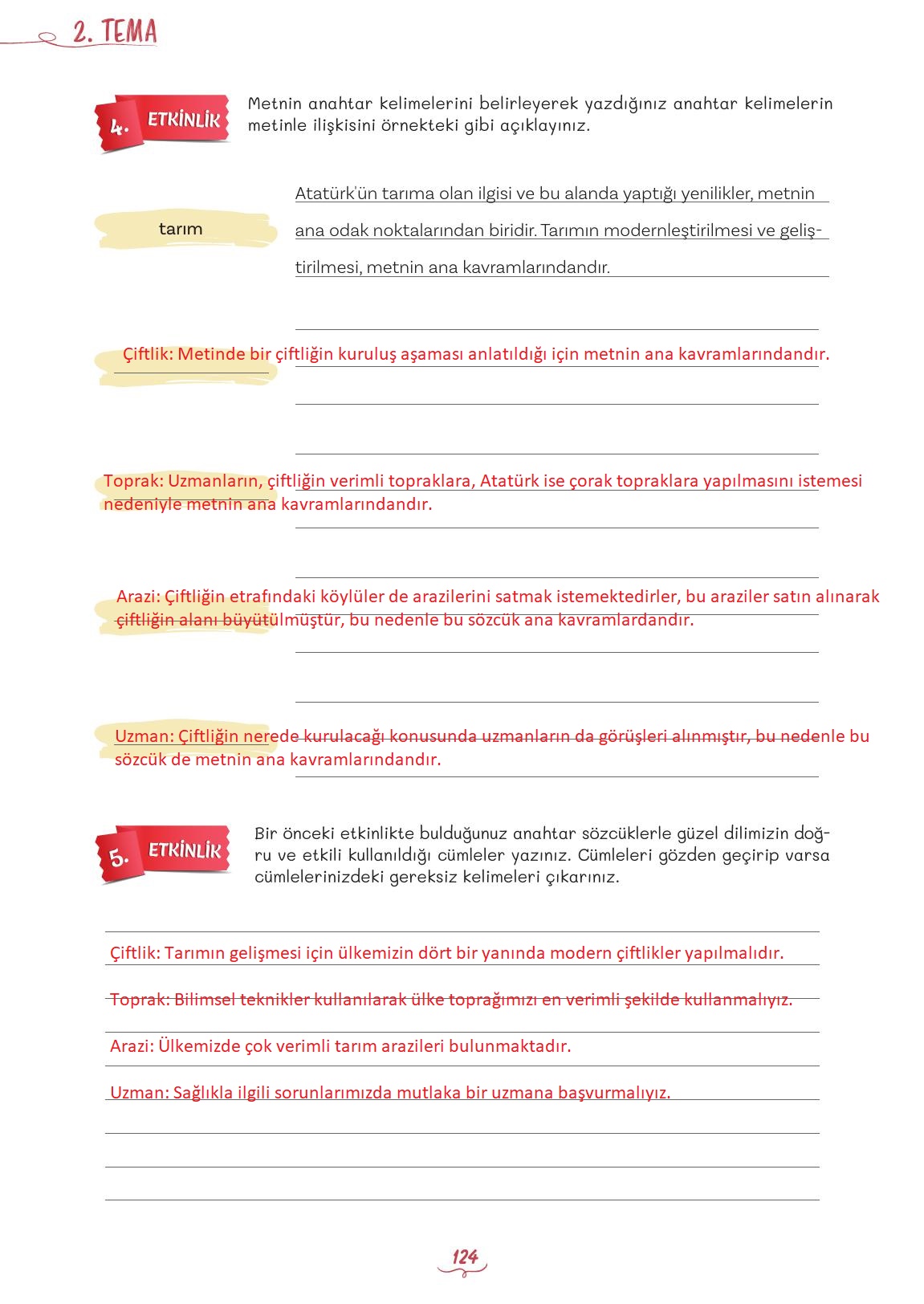 5. Sınıf Meb Yayınları Türkçe Ders Kitabı Sayfa 124 Cevapları