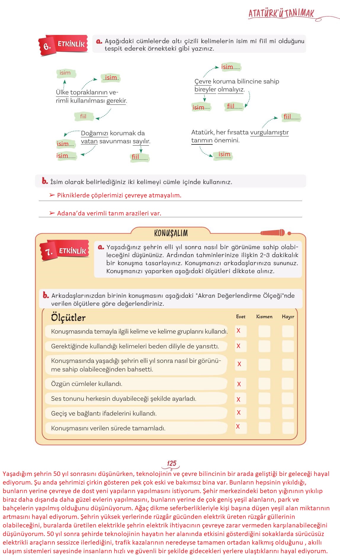 5. Sınıf Meb Yayınları Türkçe Ders Kitabı Sayfa 125 Cevapları