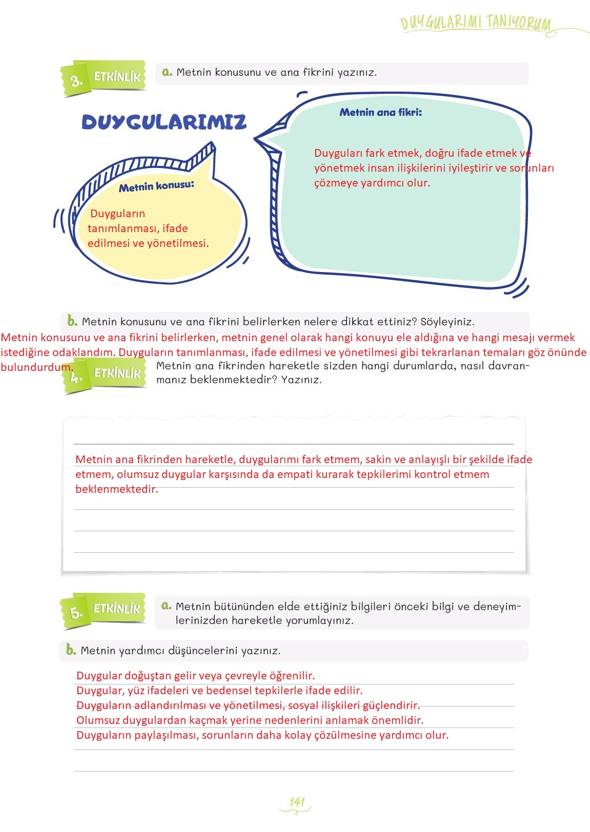 5. Sınıf Meb Yayınları Türkçe Ders Kitabı Sayfa 141 Cevapları 5. Sınıf Meb Yayınları Türkçe Ders Kitabı Sayfa 141 Cevapları