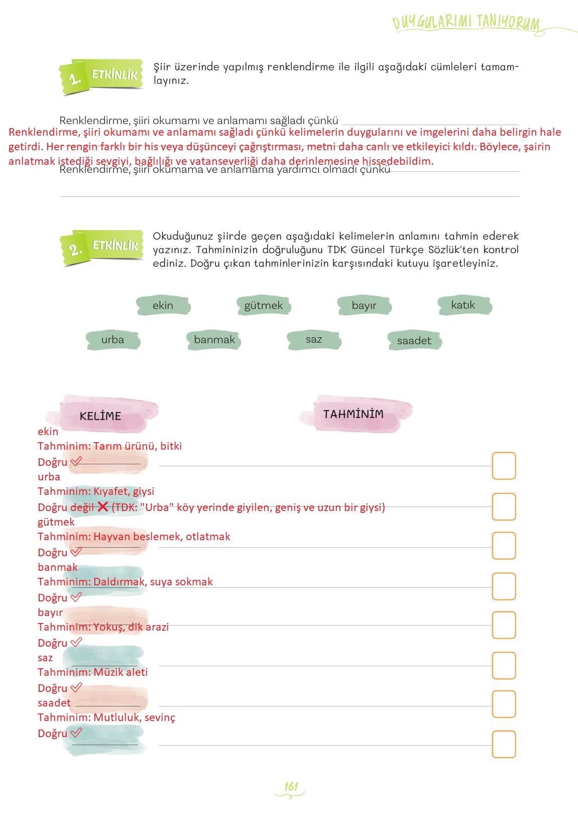 5. Sınıf Meb Yayınları Türkçe Ders Kitabı Sayfa 161 Cevapları 5. Sınıf Meb Yayınları Türkçe Ders Kitabı Sayfa 161 Cevapları