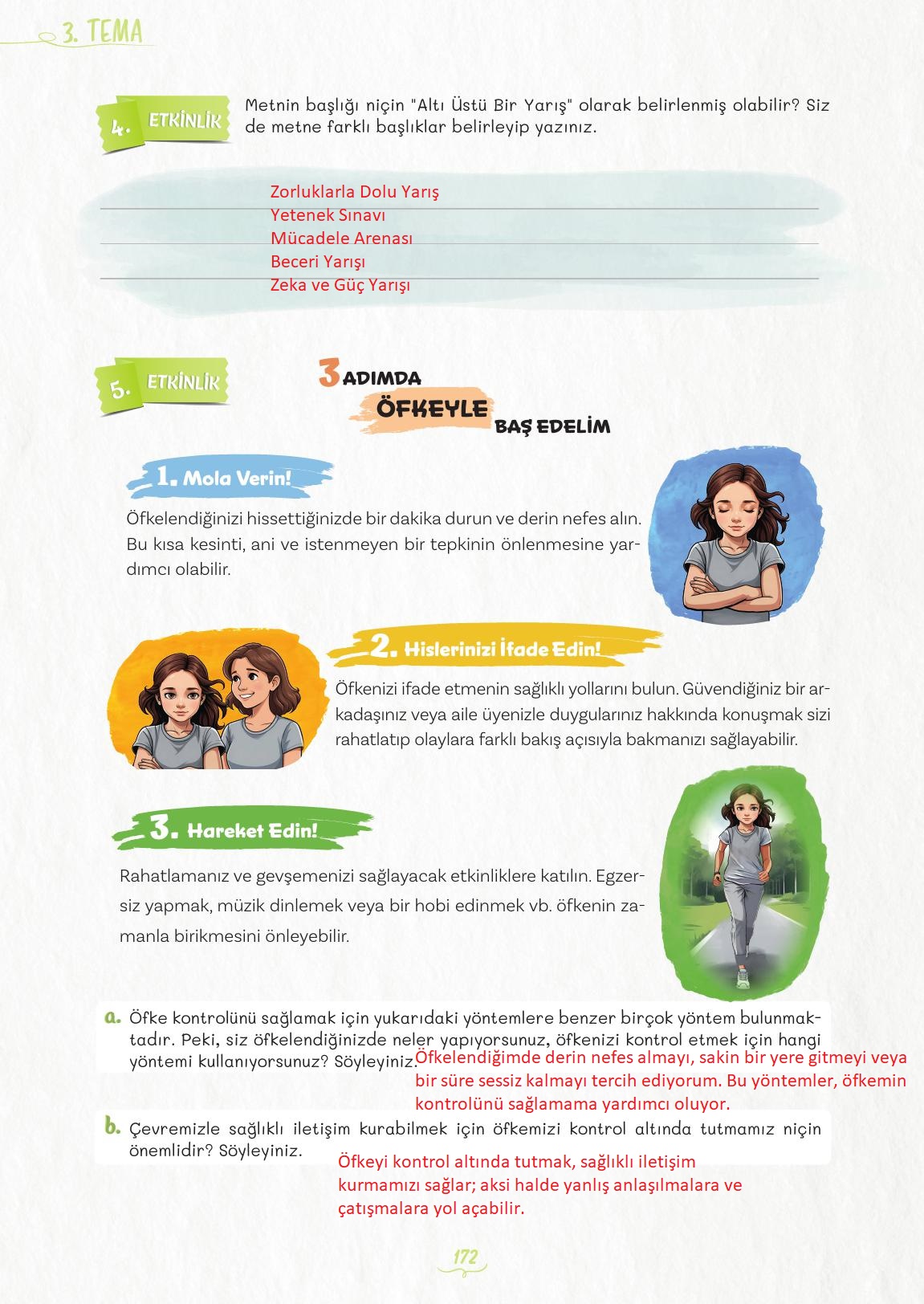 5. Sınıf Meb Yayınları Türkçe Ders Kitabı Sayfa 172 Cevapları