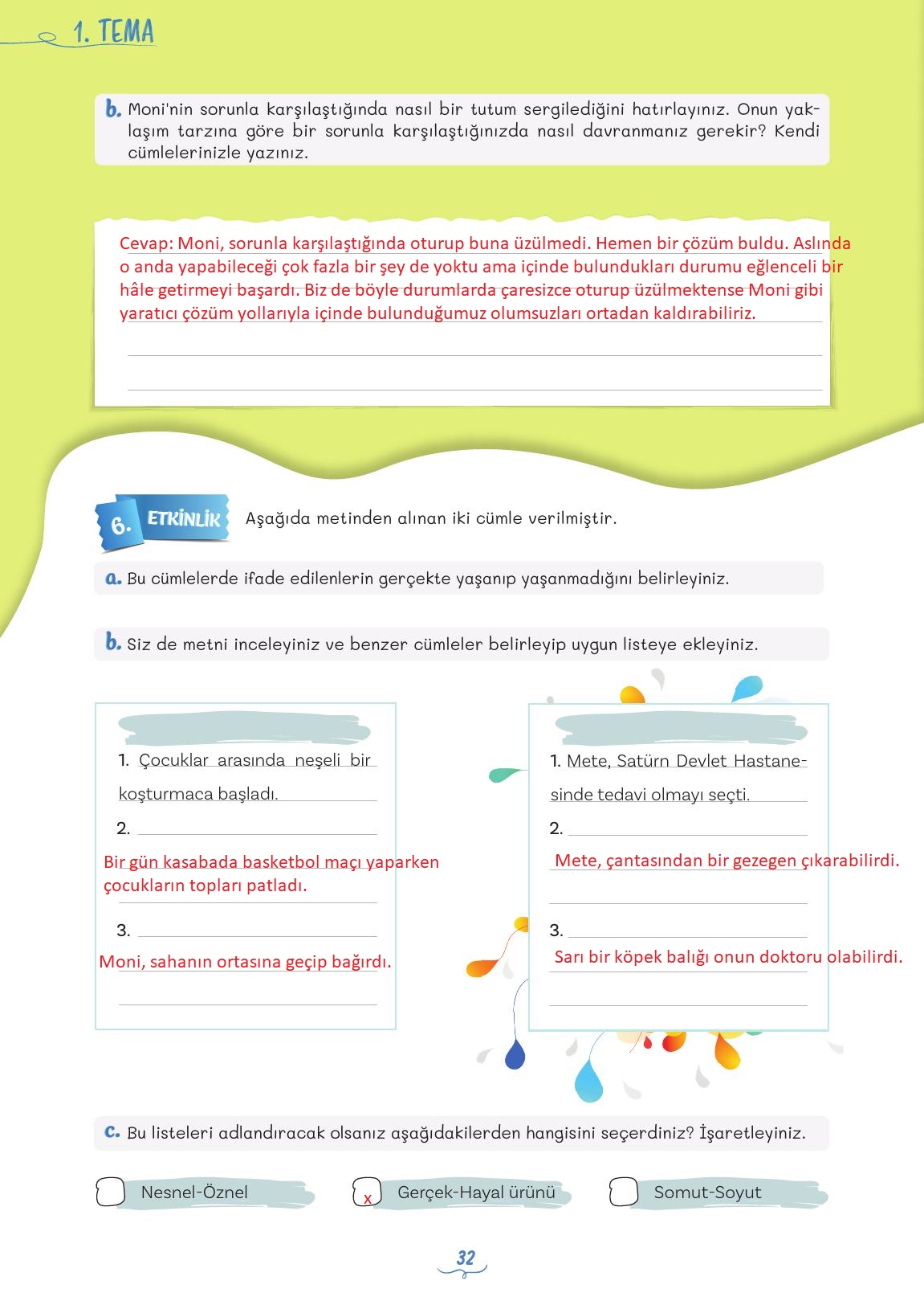 5. Sınıf Meb Yayınları Türkçe Ders Kitabı Sayfa 32 Cevapları