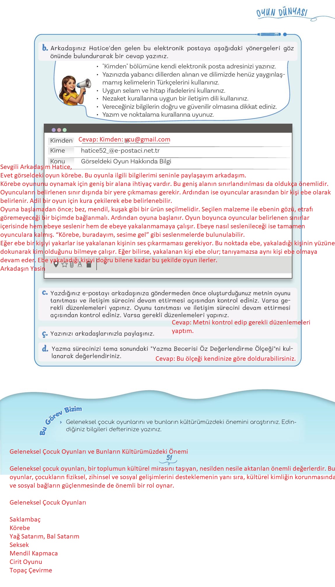 5. Sınıf Meb Yayınları Türkçe Ders Kitabı Sayfa 51 Cevapları