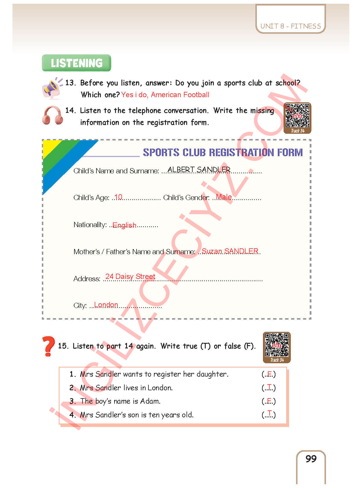 5. Sınıf Pasifik Yayınları İngilizce Ders Kitabı Sayfa 99 Cevapları 5. Sınıf Pasifik Yayınları İngilizce Ders Kitabı Sayfa 99 Cevapları