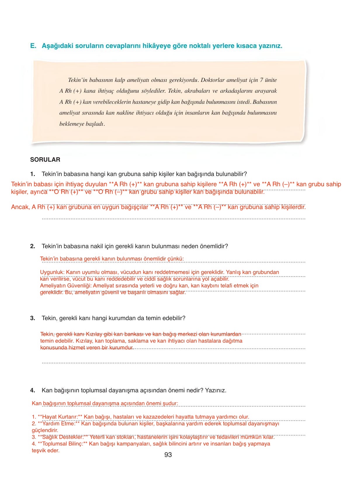 6. Sınıf Gün Yayıncılık Fen Bilimleri Ders Kitabı Sayfa 93 Cevapları