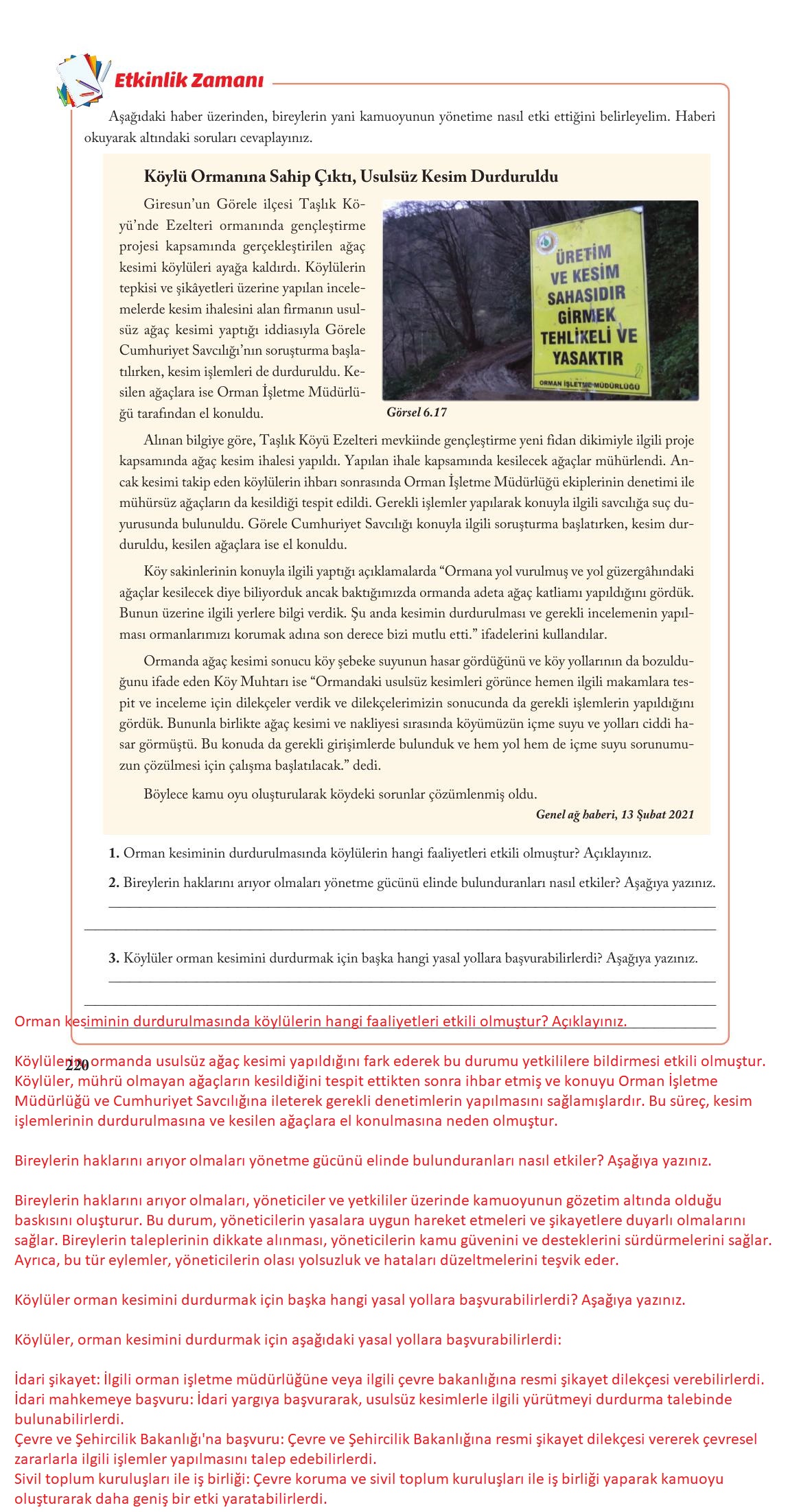 6. Sınıf Evos Yayınları Sosyal Bilgiler Ders Kitabı Sayfa 220 Cevapları 6. Sınıf Evos Yayınları Sosyal Bilgiler Ders Kitabı Sayfa 220 Cevapları