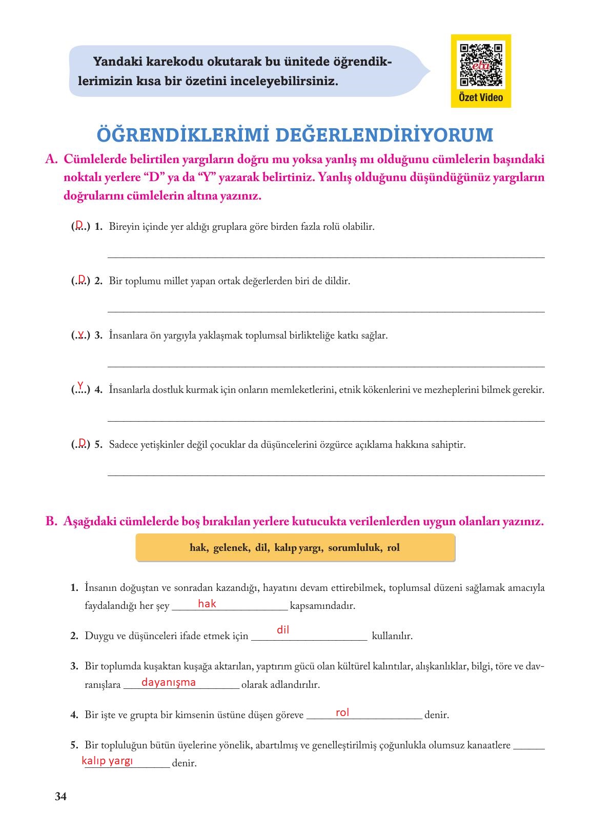 6. Sınıf Evos Yayınları Sosyal Bilgiler Ders Kitabı Sayfa 34 Cevapları 6. Sınıf Evos Yayınları Sosyal Bilgiler Ders Kitabı Sayfa 34 Cevapları