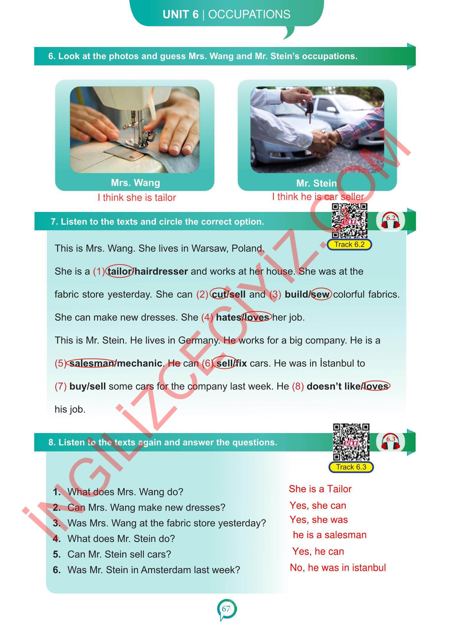 6. Sınıf Meb Yayınları İngilizce Ders Kitabı Sayfa 67 Cevapları 6. Sınıf Meb Yayınları İngilizce Ders Kitabı Sayfa 67 Cevapları