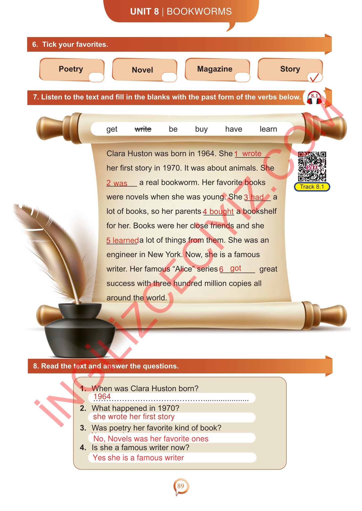 6. Sınıf Meb Yayınları İngilizce Ders Kitabı Sayfa 89 Cevapları 6. Sınıf Meb Yayınları İngilizce Ders Kitabı Sayfa 89 Cevapları