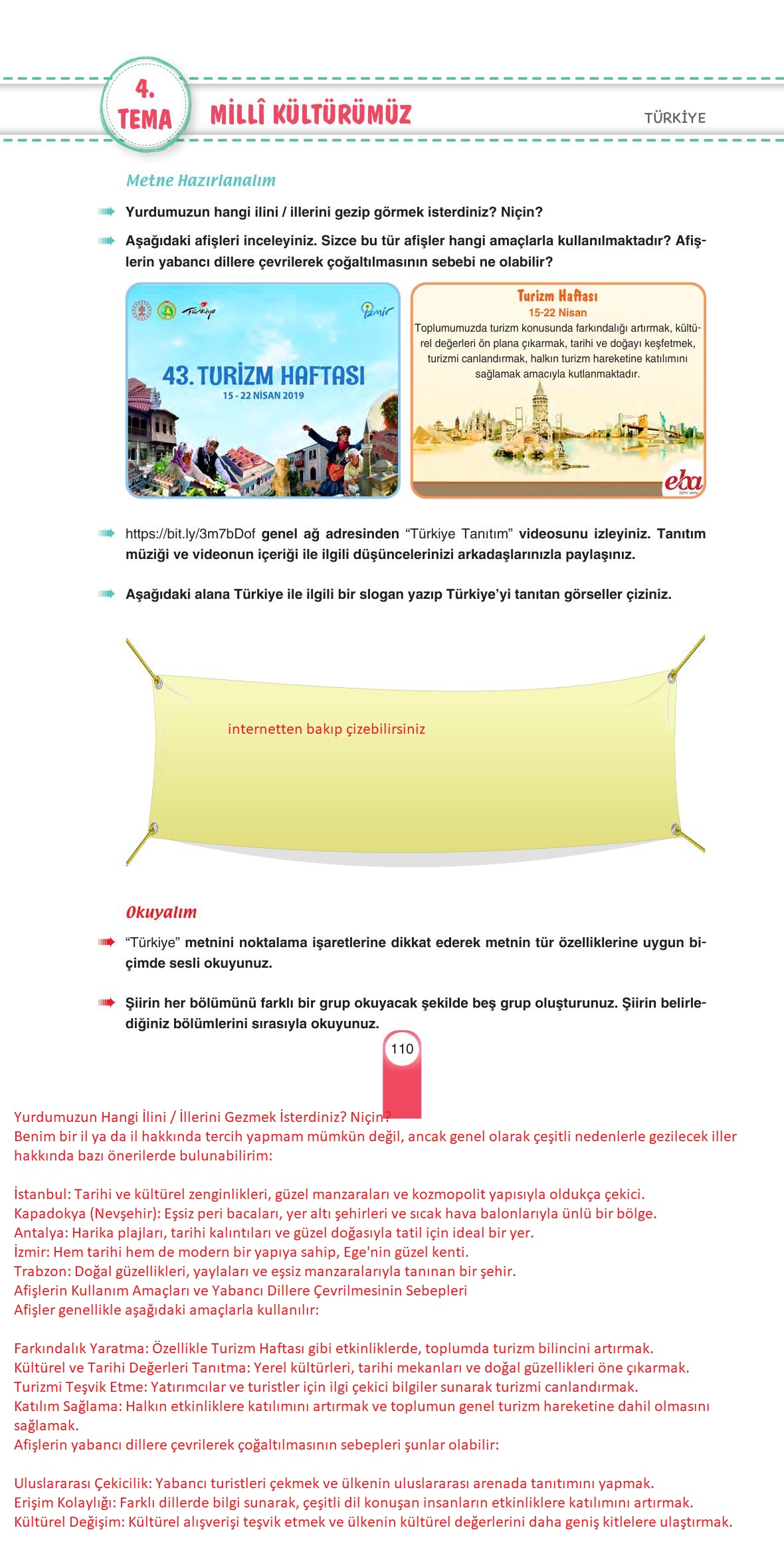 6. Sınıf Yıldırım Yayınları Türkçe Ders Kitabı Sayfa 110 Cevapları 6. Sınıf Yıldırım Yayınları Türkçe Ders Kitabı Sayfa 110 Cevapları