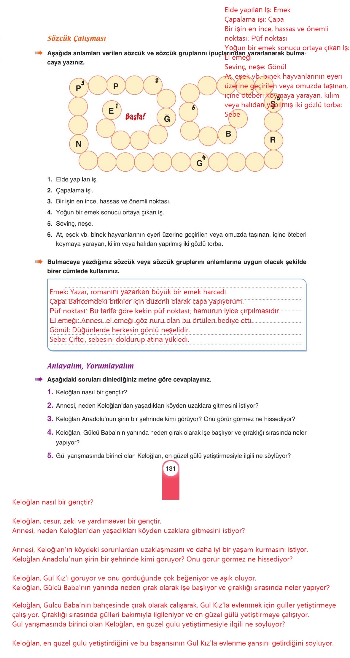 6. Sınıf Yıldırım Yayınları Türkçe Ders Kitabı Sayfa 131 Cevapları 6. Sınıf Yıldırım Yayınları Türkçe Ders Kitabı Sayfa 131 Cevapları
