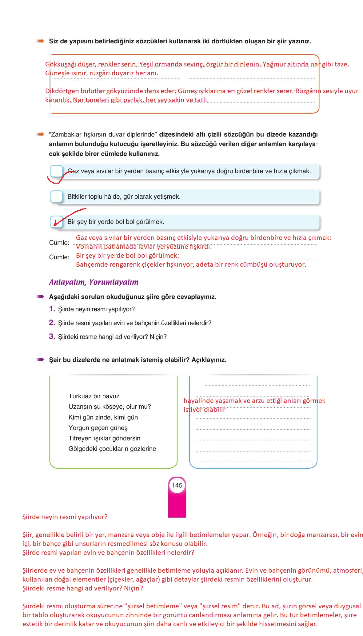 6. Sınıf Yıldırım Yayınları Türkçe Ders Kitabı Sayfa 145 Cevapları 6. Sınıf Yıldırım Yayınları Türkçe Ders Kitabı Sayfa 145 Cevapları