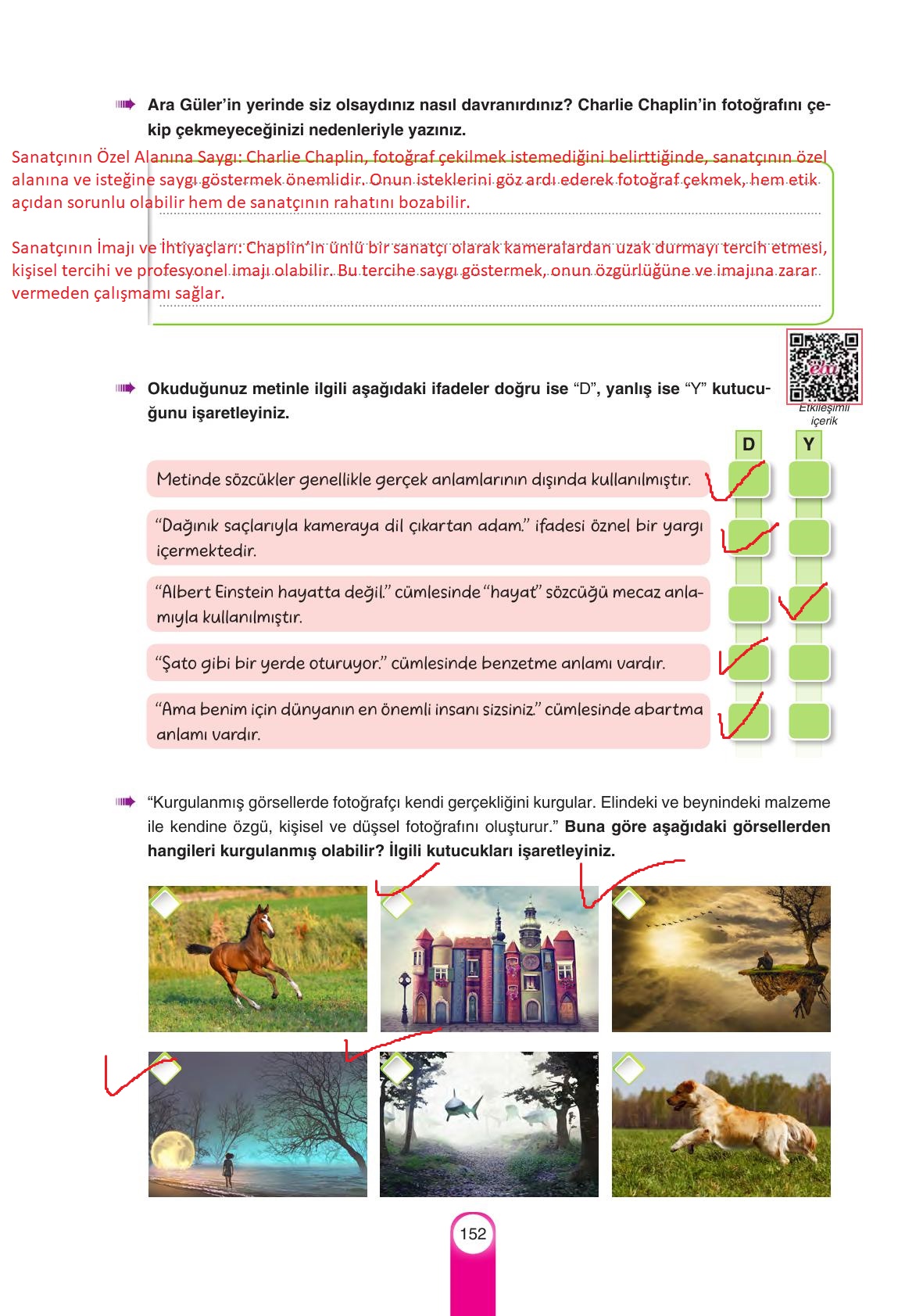 6. Sınıf Yıldırım Yayınları Türkçe Ders Kitabı Sayfa 152 Cevapları 6. Sınıf Yıldırım Yayınları Türkçe Ders Kitabı Sayfa 152 Cevapları
