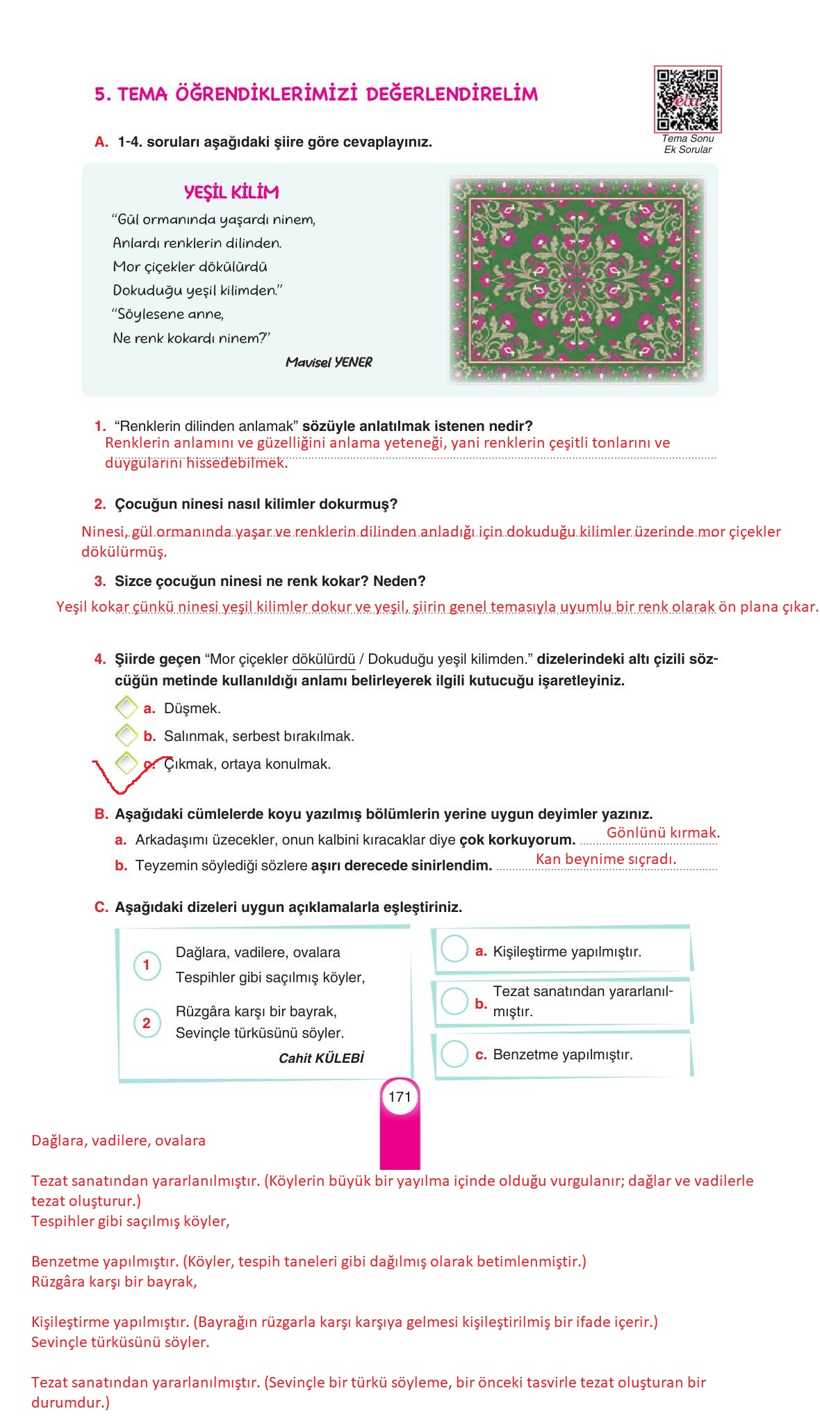 6. Sınıf Yıldırım Yayınları Türkçe Ders Kitabı Sayfa 171 Cevapları 6. Sınıf Yıldırım Yayınları Türkçe Ders Kitabı Sayfa 171 Cevapları