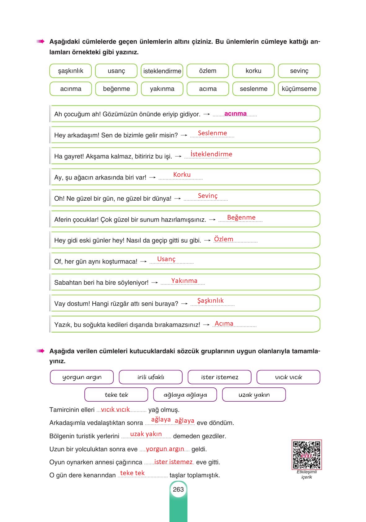 6. Sınıf Yıldırım Yayınları Türkçe Ders Kitabı Sayfa 263 Cevapları 6. Sınıf Yıldırım Yayınları Türkçe Ders Kitabı Sayfa 263 Cevapları