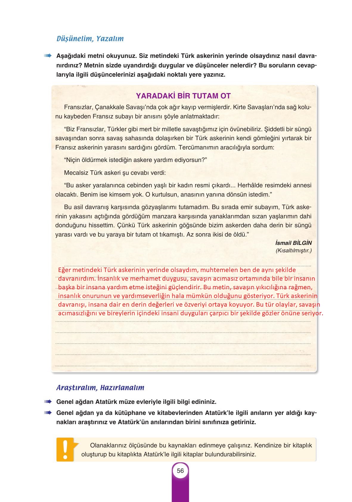 6. Sınıf Yıldırım Yayınları Türkçe Ders Kitabı Sayfa 56 Cevapları 6. Sınıf Yıldırım Yayınları Türkçe Ders Kitabı Sayfa 56 Cevapları