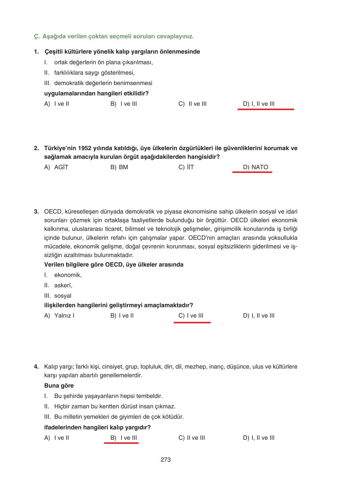 7. Sınıf Yıldırım Yayınları Sosyal Bilgiler Ders Kitabı Sayfa 273 Cevapları 7. Sınıf Yıldırım Yayınları Sosyal Bilgiler Ders Kitabı Sayfa 273 Cevapları