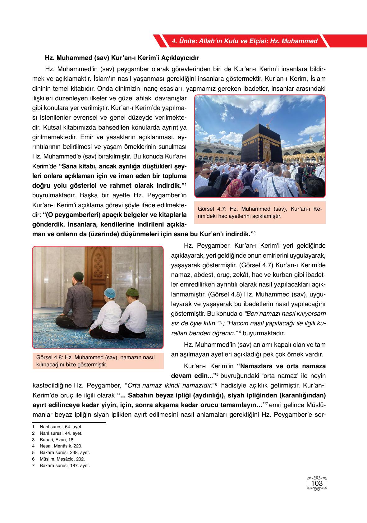 7. Sınıf Erkad Yayıncılık Din Kültürü Ve Ahlak Bilgisi Ders Kitabı Sayfa 103 Cevapları