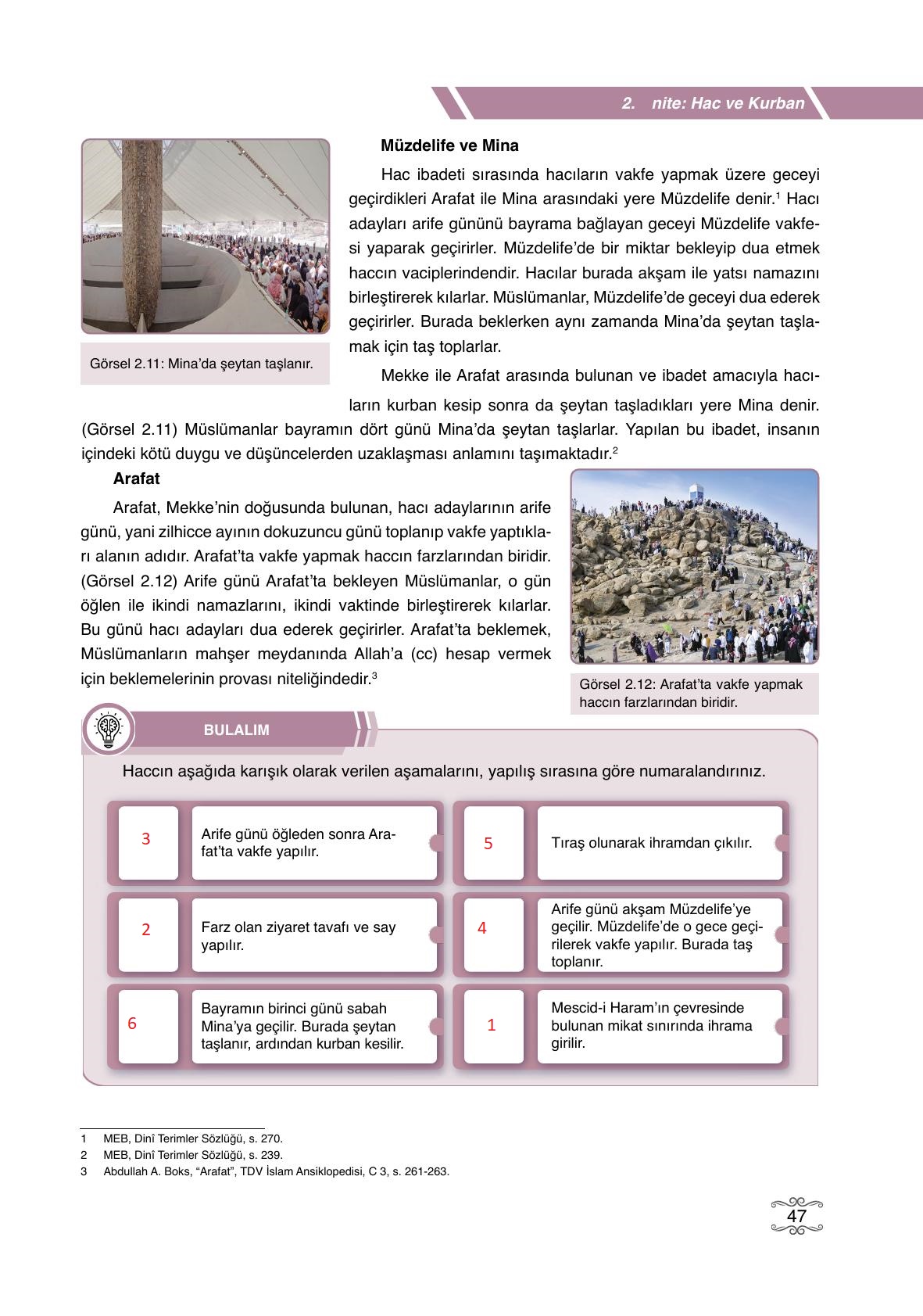 7. Sınıf Erkad Yayıncılık Din Kültürü Ve Ahlak Bilgisi Ders Kitabı Sayfa 47 Cevapları