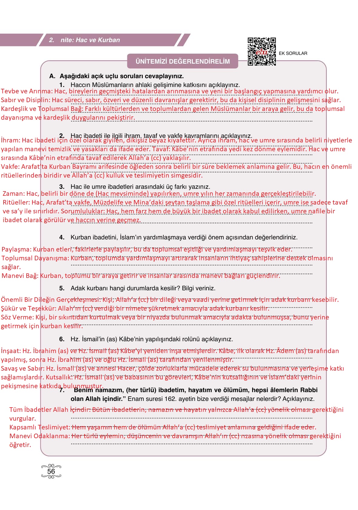 7. Sınıf Erkad Yayıncılık Din Kültürü Ve Ahlak Bilgisi Ders Kitabı Sayfa 56 Cevapları 7. Sınıf Erkad Yayıncılık Din Kültürü Ve Ahlak Bilgisi Ders Kitabı Sayfa 56 Cevapları