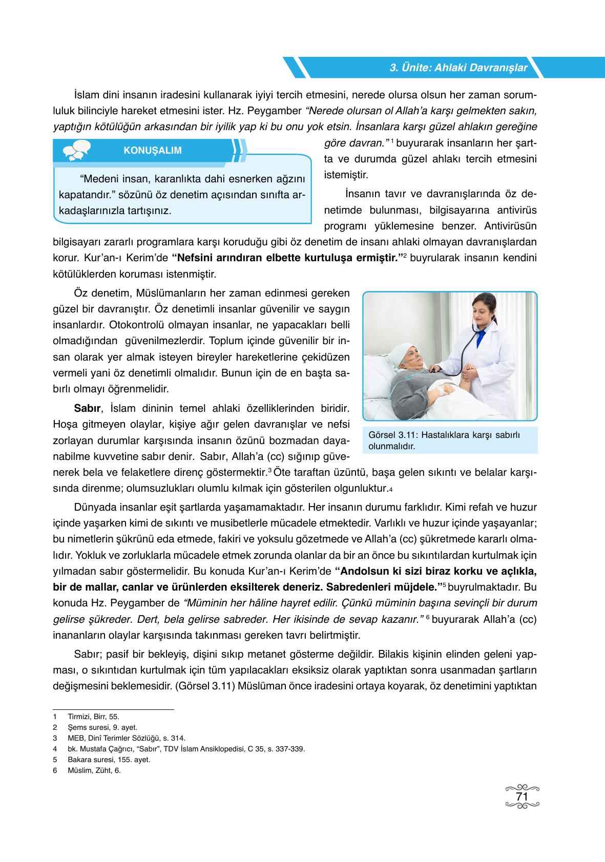 7. Sınıf Erkad Yayıncılık Din Kültürü Ve Ahlak Bilgisi Ders Kitabı Sayfa 71 Cevapları