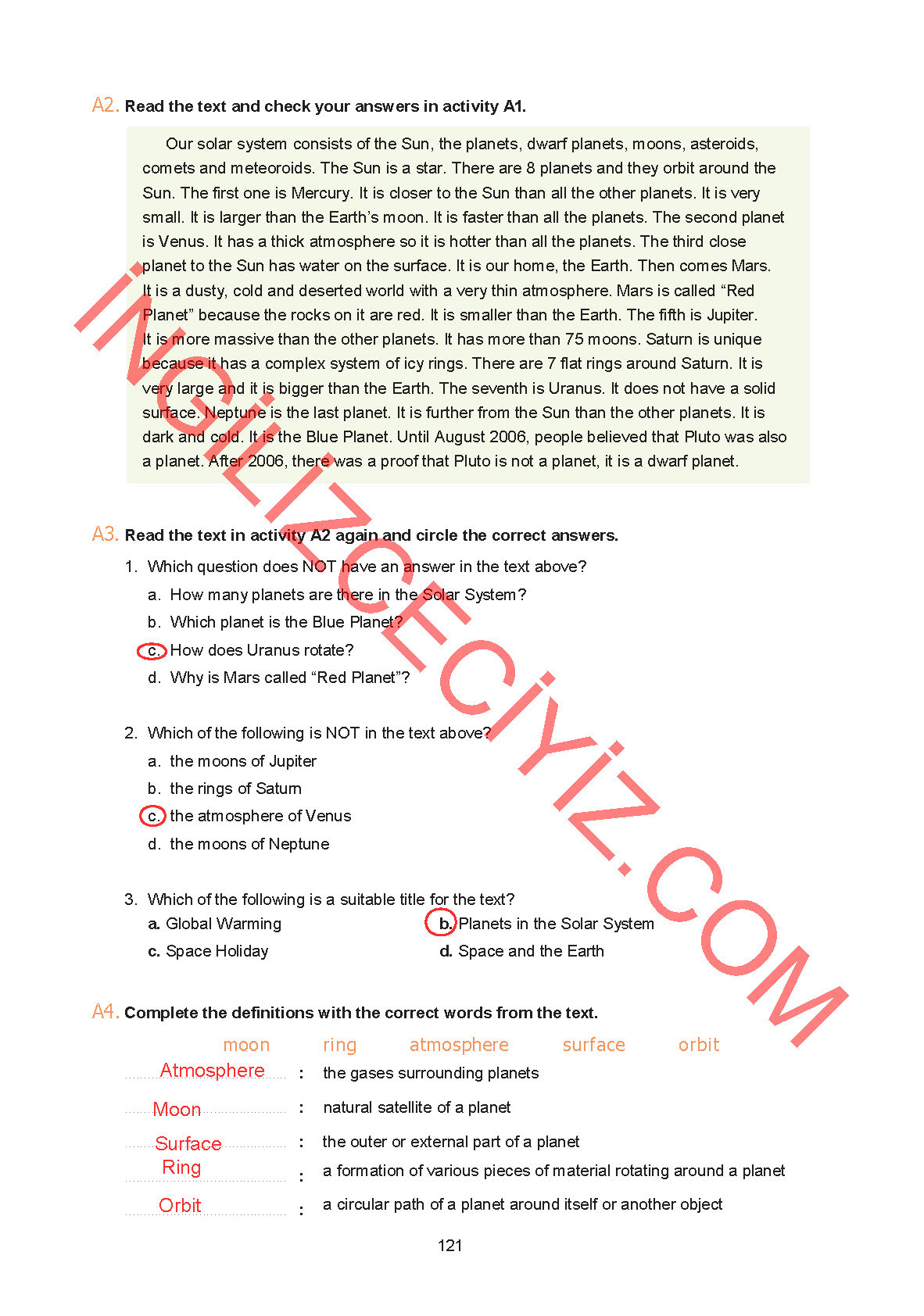 7. Sınıf Yıldırım Yayınları İngilizce Ders Kitabı Sayfa 121 Cevapları 7. Sınıf Yıldırım Yayınları İngilizce Ders Kitabı Sayfa 121 Cevapları