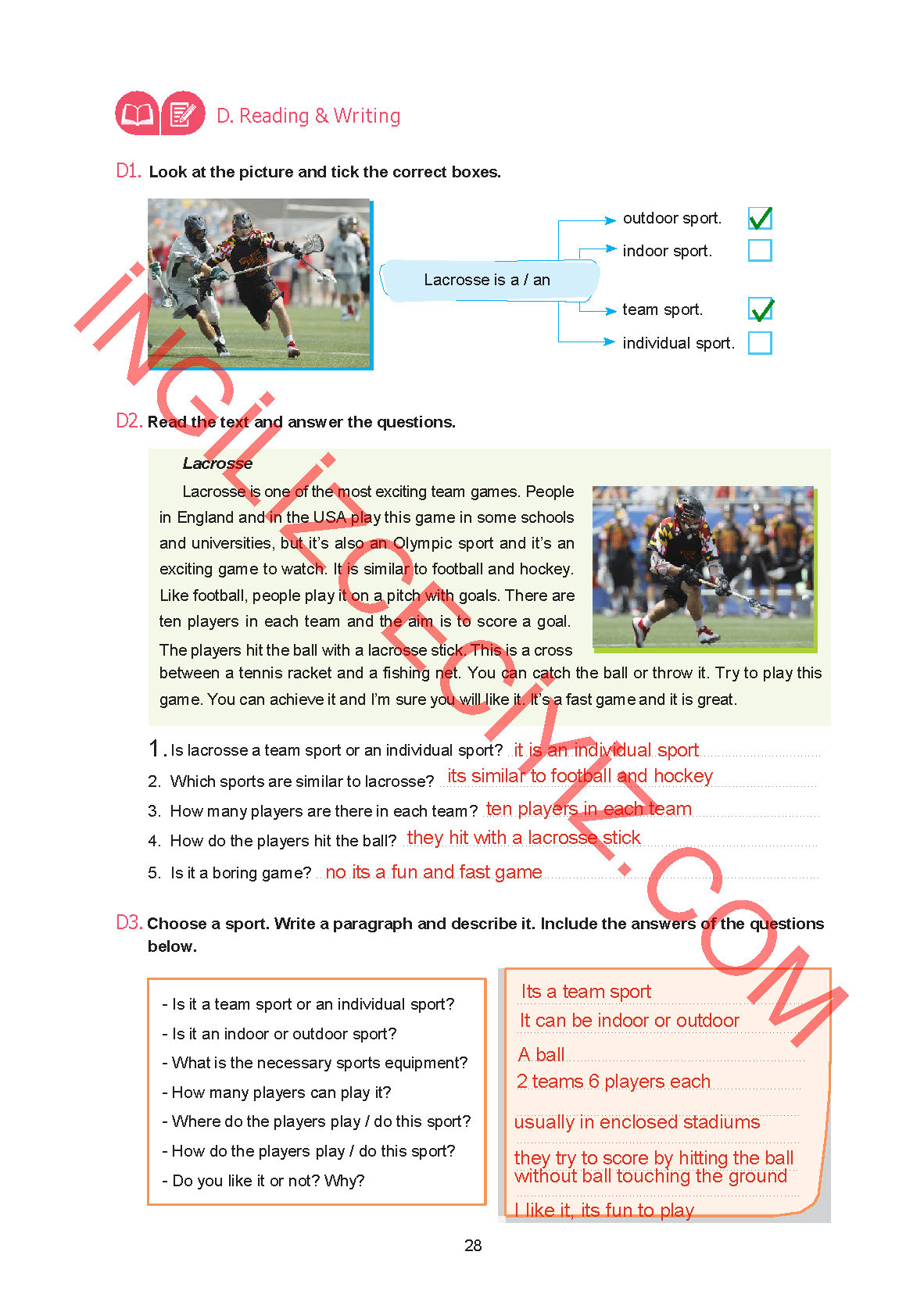 7. Sınıf Yıldırım Yayınları İngilizce Ders Kitabı Sayfa 28 Cevapları 7. Sınıf Yıldırım Yayınları İngilizce Ders Kitabı Sayfa 28 Cevapları